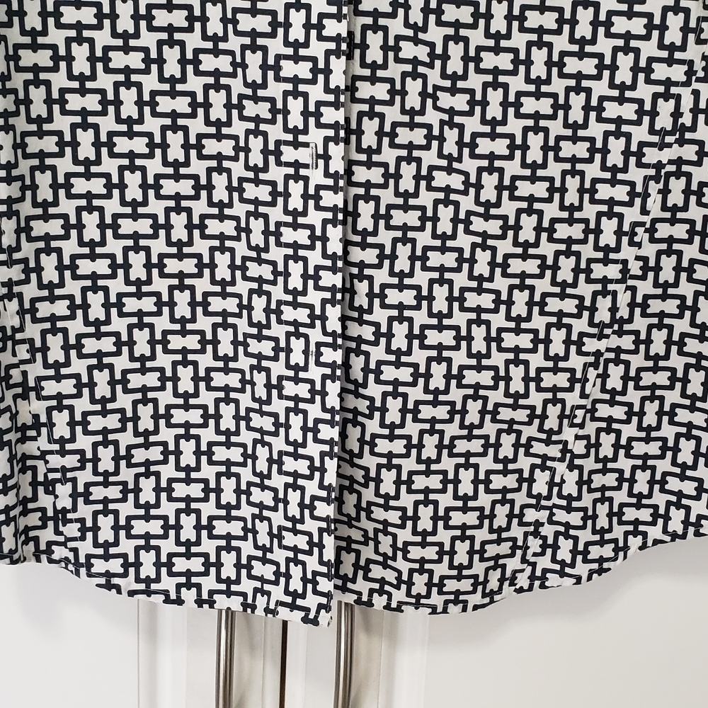 Foxcroft Black and White Notched Collar Button Down Shirt - Picture 7 of 10